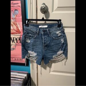 Hidden Distressed Denim Shorts